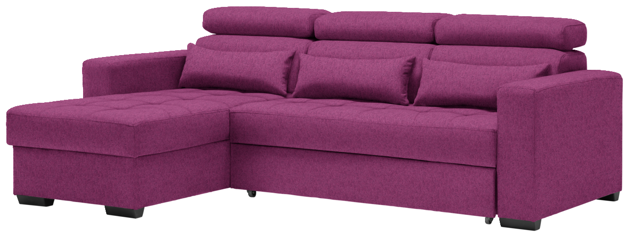 Lila Ecksofa MONSON mit Ottomane links, Vorderansicht