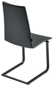 Moderner schwarzer Freischwinger-Stuhl aus Leder, Rückansicht