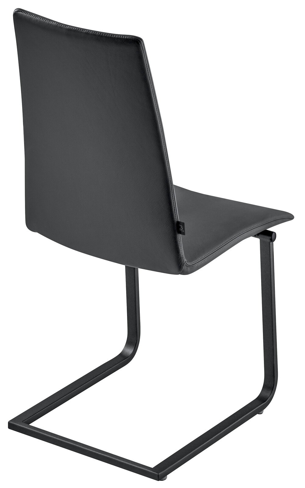 Moderner schwarzer Freischwinger-Stuhl aus Leder, Rückansicht