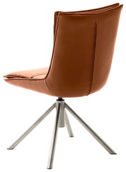 Moderner Stuhl mit braunem Polster und Metallbeinen, Rückansicht