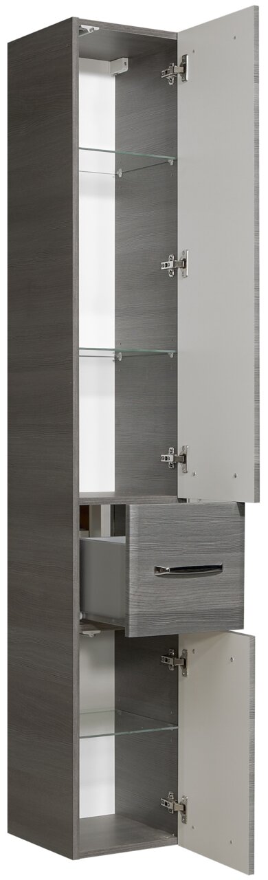 Hochschrank mit geöffneten Türen und Schublade, Ansicht von vorne