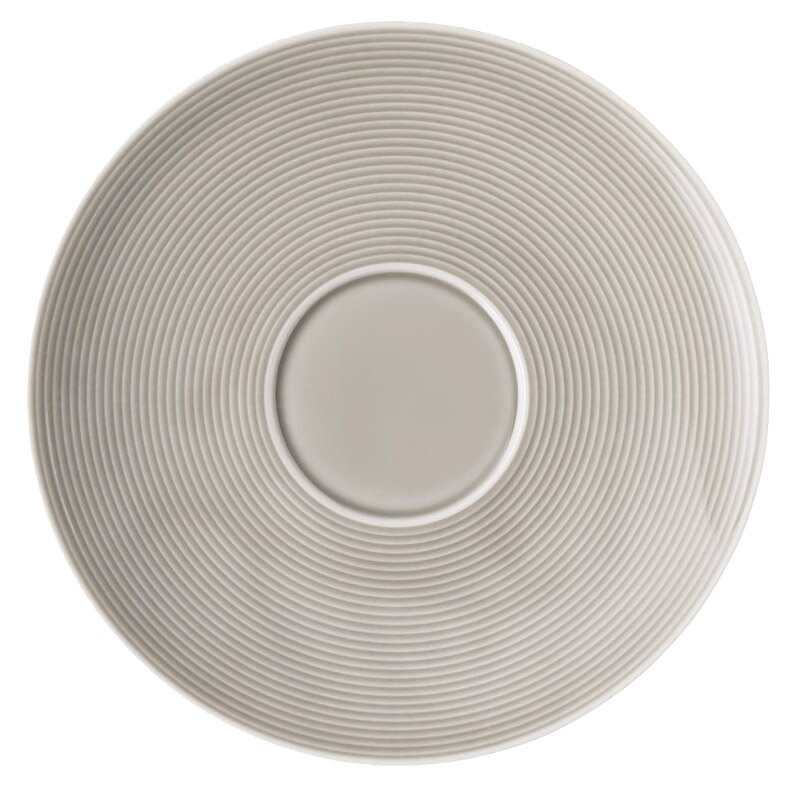 Graue Kombi-Untertasse mit konzentrischen Kreisen, Draufsicht