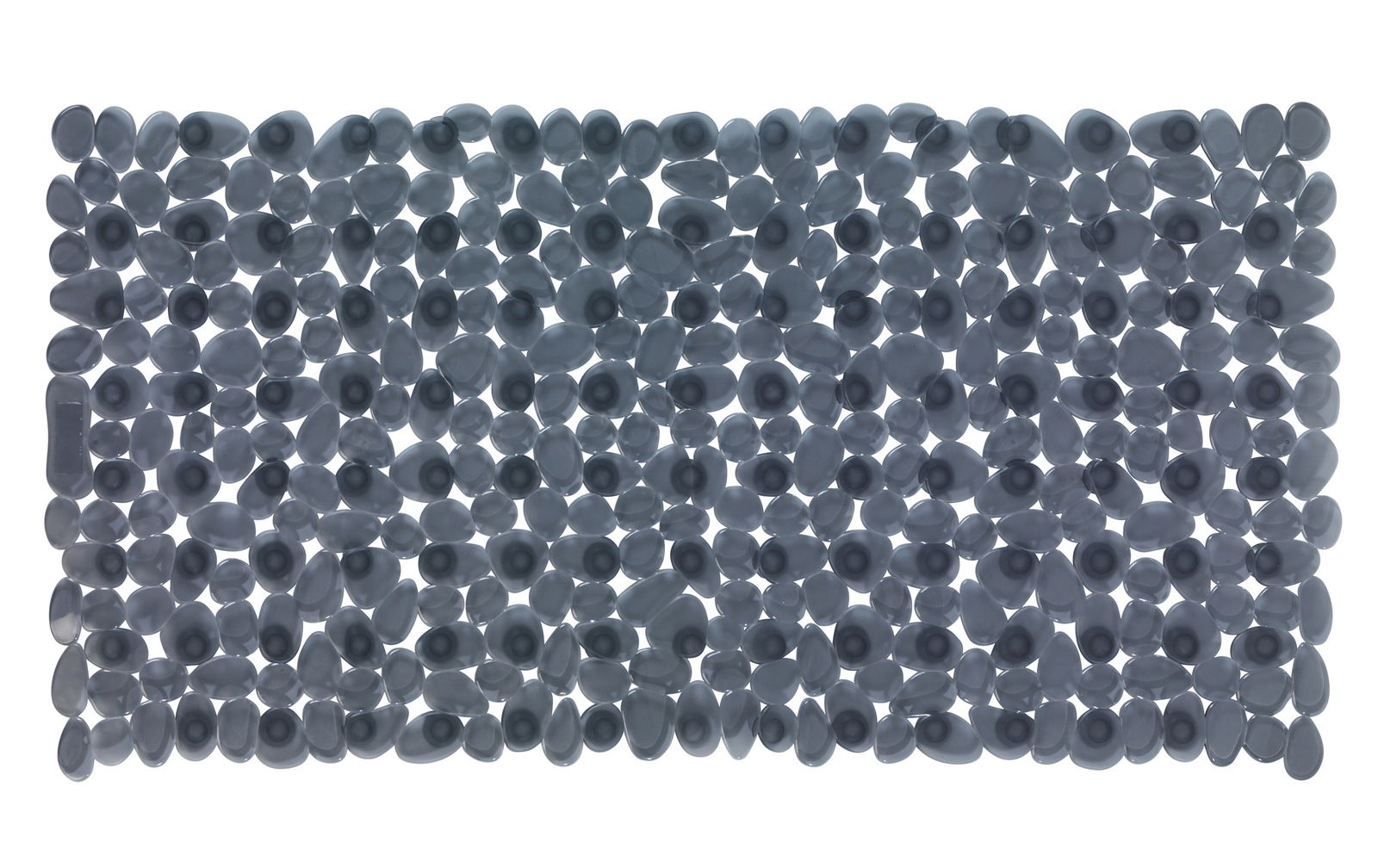 Draufsicht auf eine graue Wanneneinlage mit runden und ovalen Formen, die an Kieselsteine erinnern.