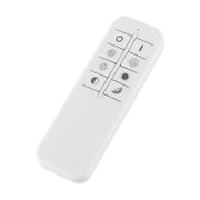 Witte afstandsbediening voor lamp/dimmer met schuifregelaar en knoppen met zon- en maanpictogrammen, schuin van boven gefotografeerd op witte achtergrond