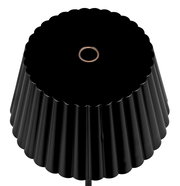 Schwarze, geriffelte Akku-Stehleuchte SUAREZ von oben betrachtet