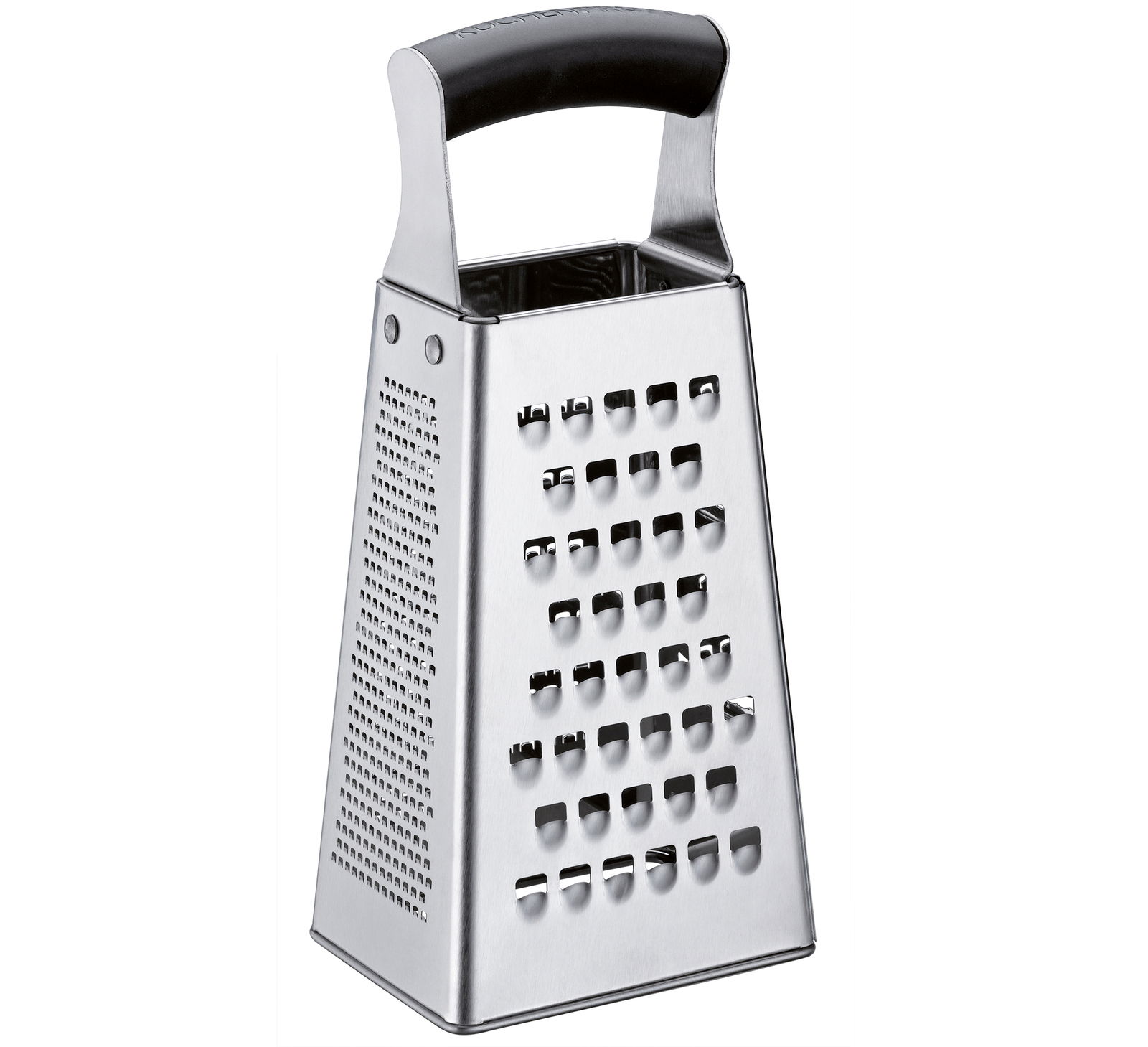 Vierkantreibe aus Edelstahl mit schwarzem Griff, seitliche Perspektive