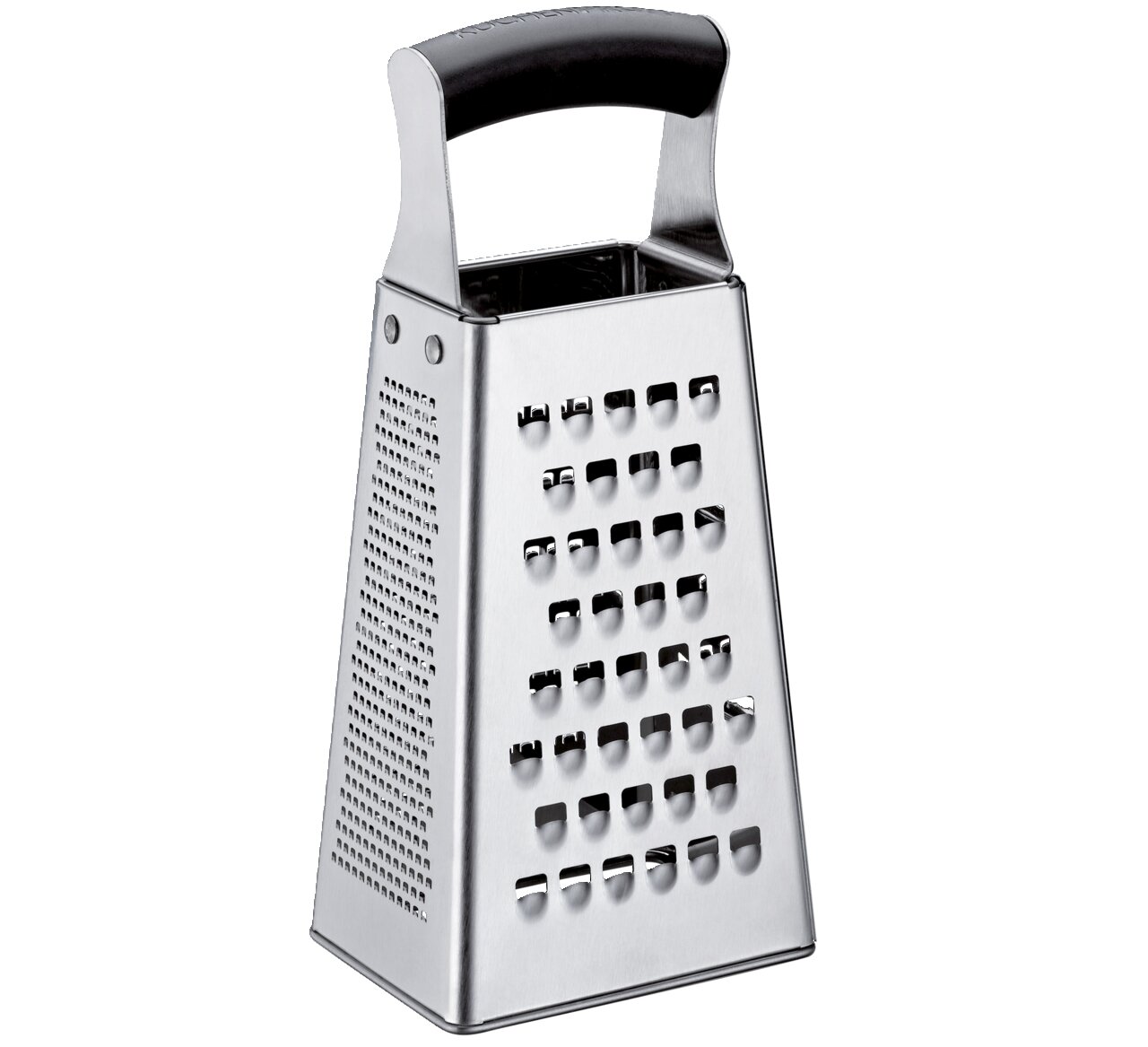 Vierkantreibe aus Edelstahl mit schwarzem Griff, seitliche Perspektive