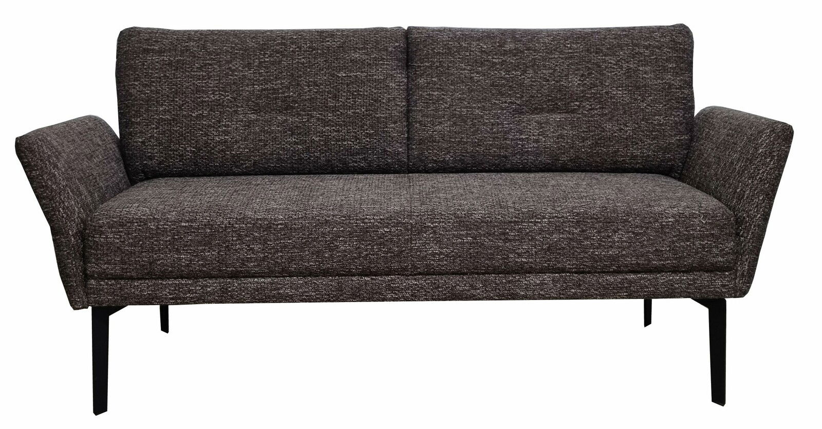 Moderano Bank SINGARPUR mit Armlehne, 164 cm breit, in dunklem Stoffbezug, frontal fotografiert.