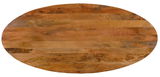 Ovale Tischplatte aus Holz in Vogelperspektive