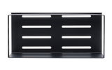 Schwarze Wandablage Meleto mit horizontalen Schlitzen, frontale Ansicht