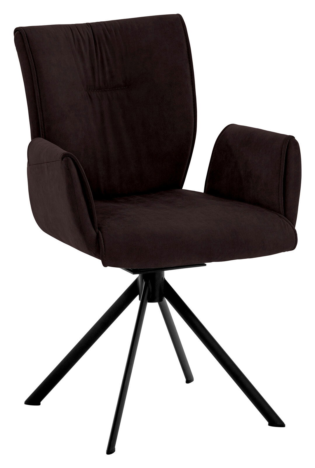 Dieter Knoll Fauteuil JAZZ Moderner Sessel mit schwarzem Stoffbezug und drehbarem Metallgestell, seitliche Perspektive