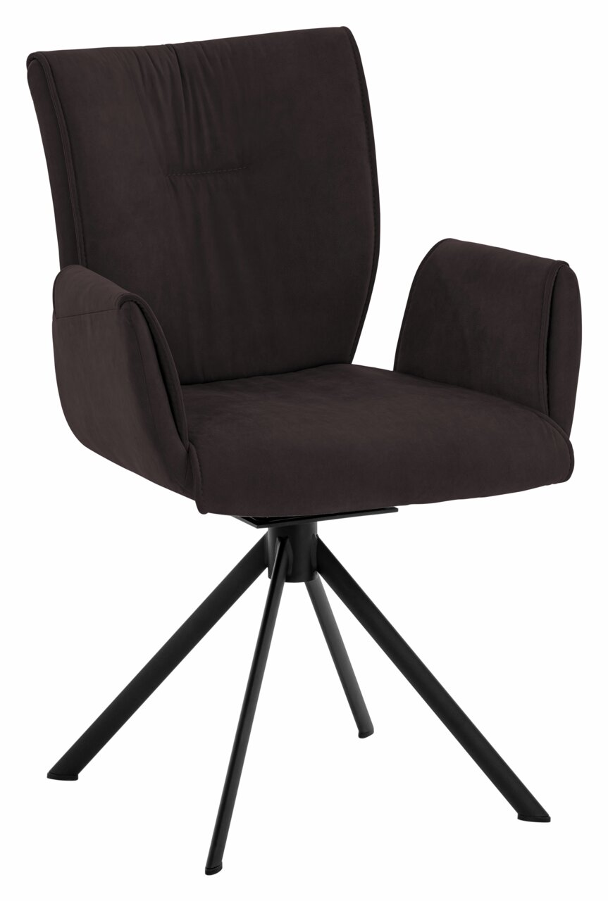 Dieter Knoll Sessel JAZZ Moderner Sessel mit schwarzem Stoffbezug und drehbarem Metallgestell, seitliche Perspektive