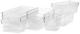 Transparenter 10-teiliges Organizer-Set aus Kunststoff, perspektivisch von vorne fotografiert.