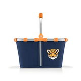Kleiner blauer Kinderkorb mit Tiger-Motiv, Vorderansicht