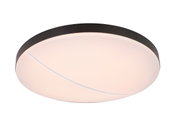 Runde LED-Deckenleuchte mit schwarzem Rand, seitliche Perspektive