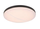 Runde LED-Deckenleuchte mit schwarzem Rand, seitliche Perspektive
