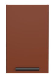 Hängeschrank in brauner Farbe mit schwarzem Griff, Frontalansicht