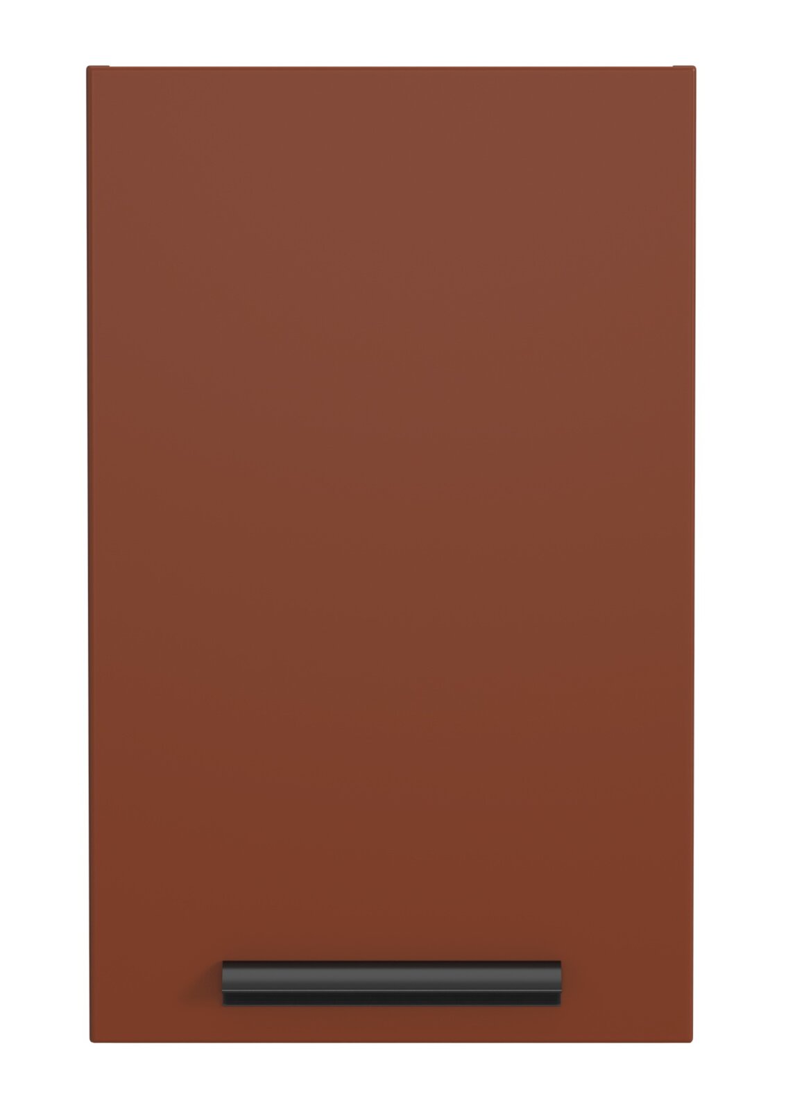 Hängeschrank in brauner Farbe mit schwarzem Griff, Frontalansicht
