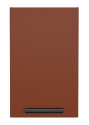 Hängeschrank in brauner Farbe mit schwarzem Griff, Frontalansicht