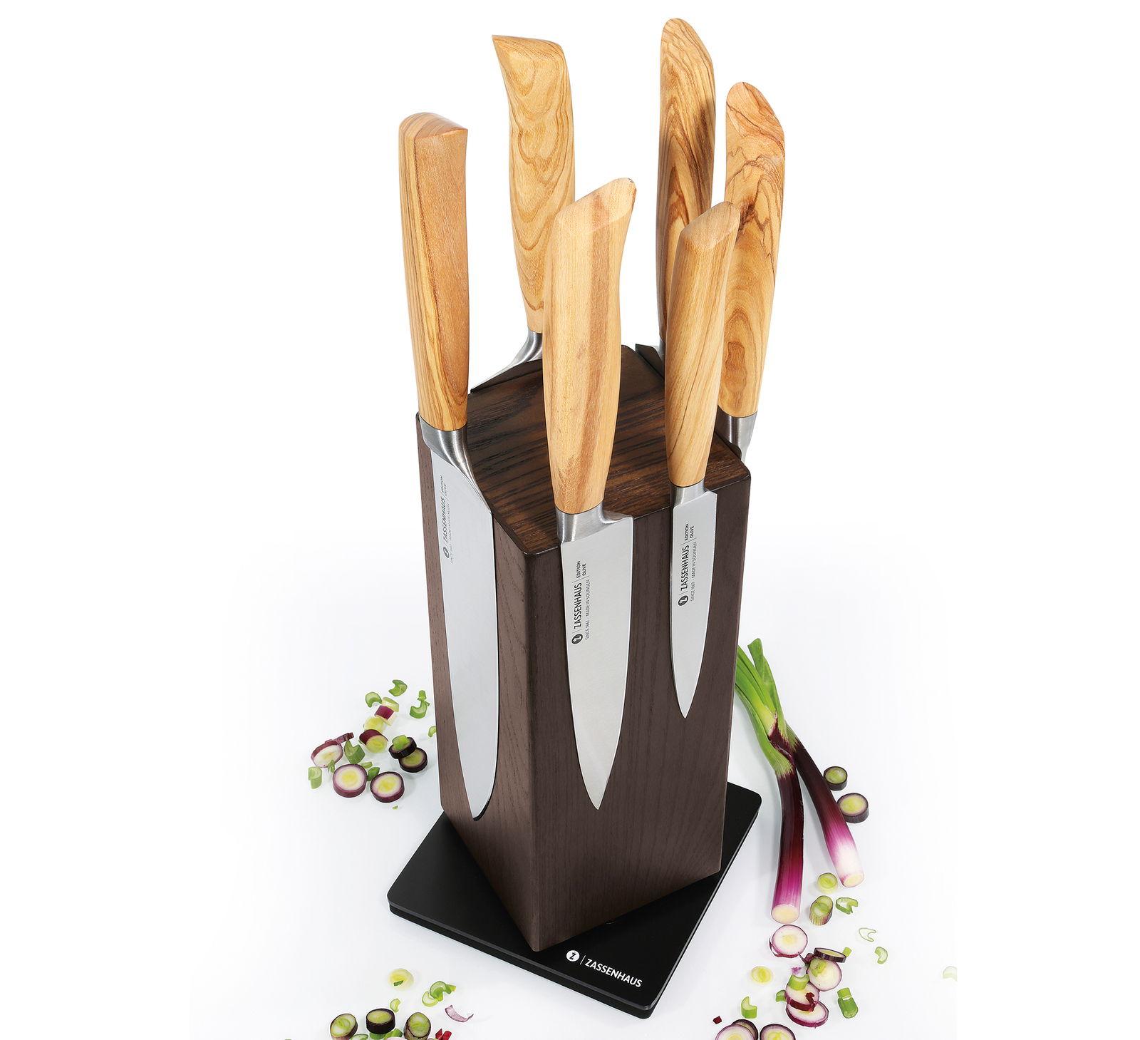 Zassenhaus Magnet-Messerblock SPIN Magnet-Messerblock aus Esche mit mehreren Messern, seitliche Perspektive