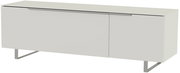 Modernes TV-Lowboard in Weiß mit zwei Türen, seitliche Perspektive