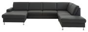 Ecksofa Beldomo Premium PERFECT-L in dunklem Leder, Vorderansicht