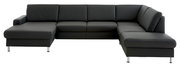 Ecksofa Beldomo Premium PERFECT-L in dunklem Leder, Vorderansicht
