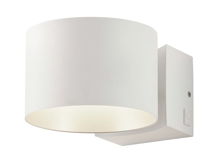 Musterring Wandleuchte LOOP Moderne weiße Wandleuchte LOOP mit zylindrischem Schirm, seitliche Perspektive