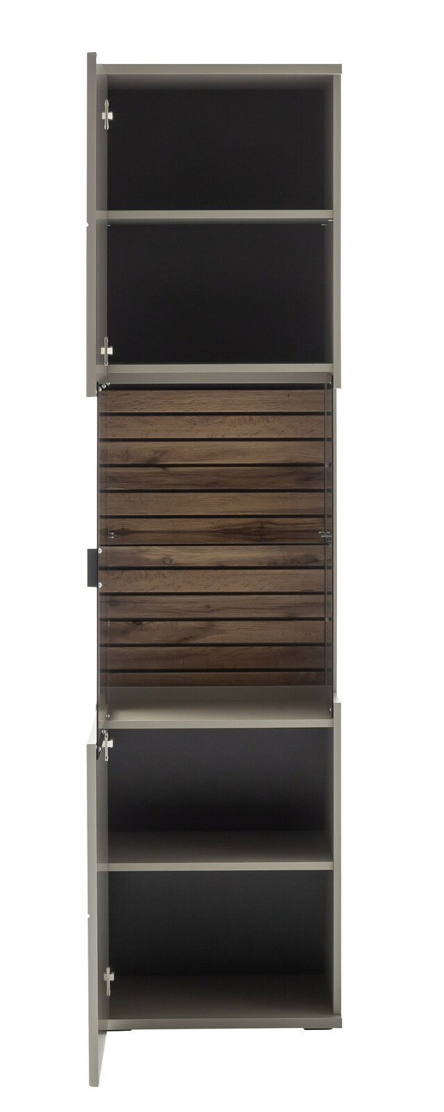 Zurbrüggen Vitrine LÜTTICH Vitrine mit offenen Türen, Holz- und Glaselementen, Frontalansicht