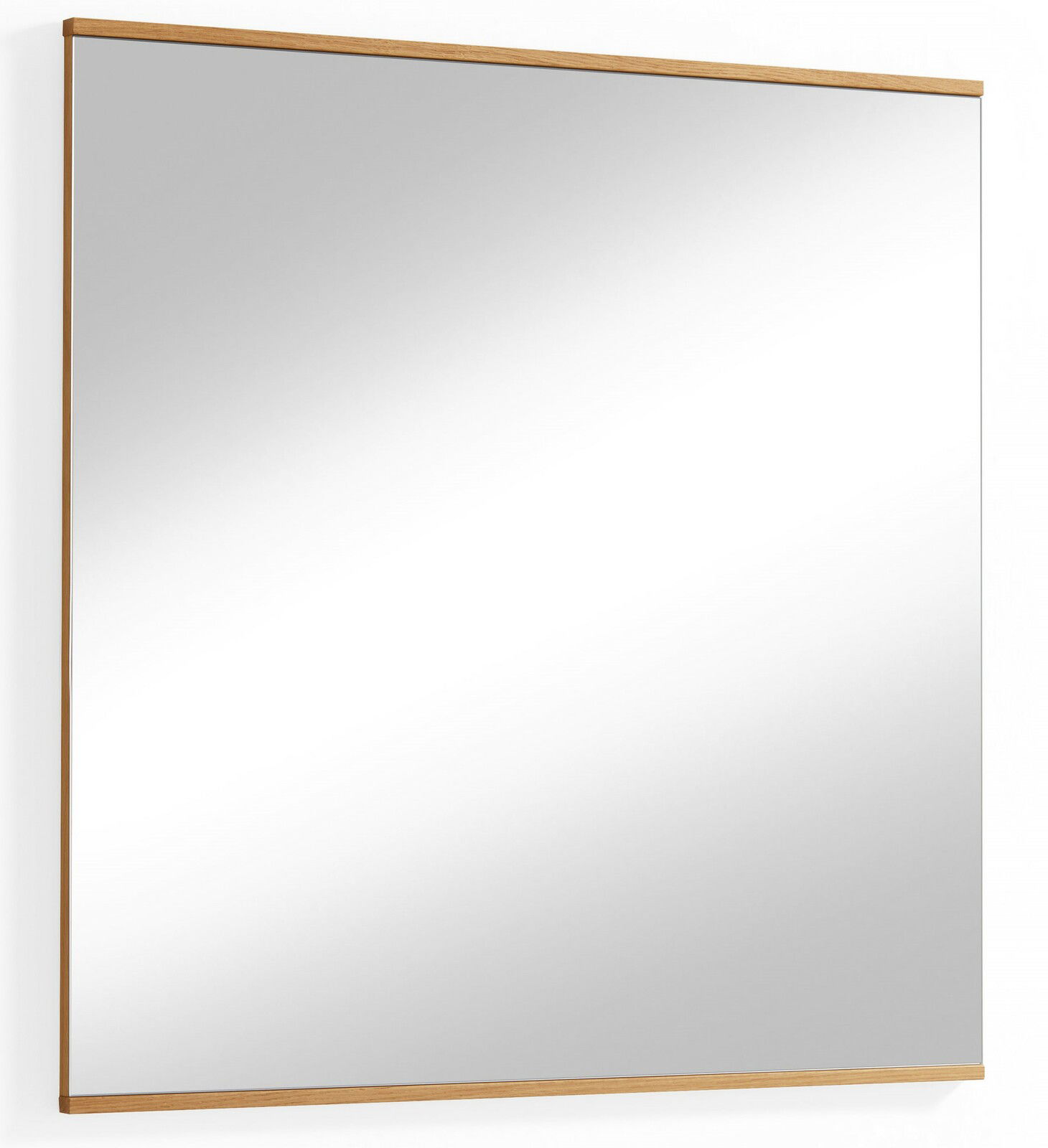 VOSS Spiegel LOVENO Moderner rechteckiger Spiegel mit schmalem Holzrahmen, seitliche Perspektive