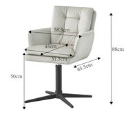 Armlehnstuhl INGO in Seitenansicht mit gepolstertem Sitz und Rückenlehne, Maße: 88cm hoch, 65.5cm tief, 58.5cm breit.