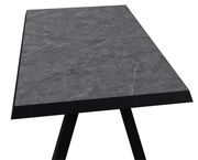 Gartentisch klein, ausziehbar, mit grauer Steinoptik-Tischplatte, seitliche Perspektive