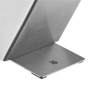 Silberner Messerblock aus Edelstahl, seitliche Perspektive