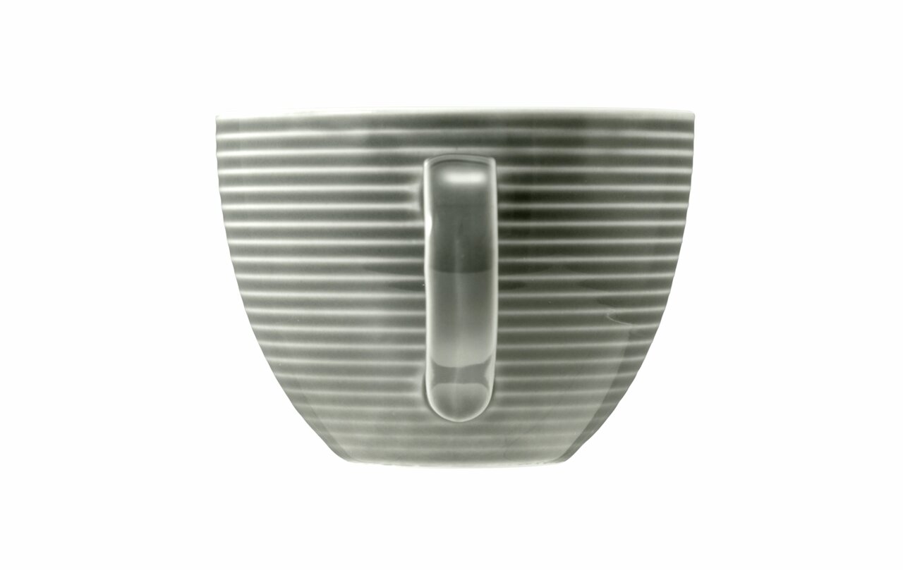 Kaffeetasse mit Relief, seitliche Ansicht mit Henkel