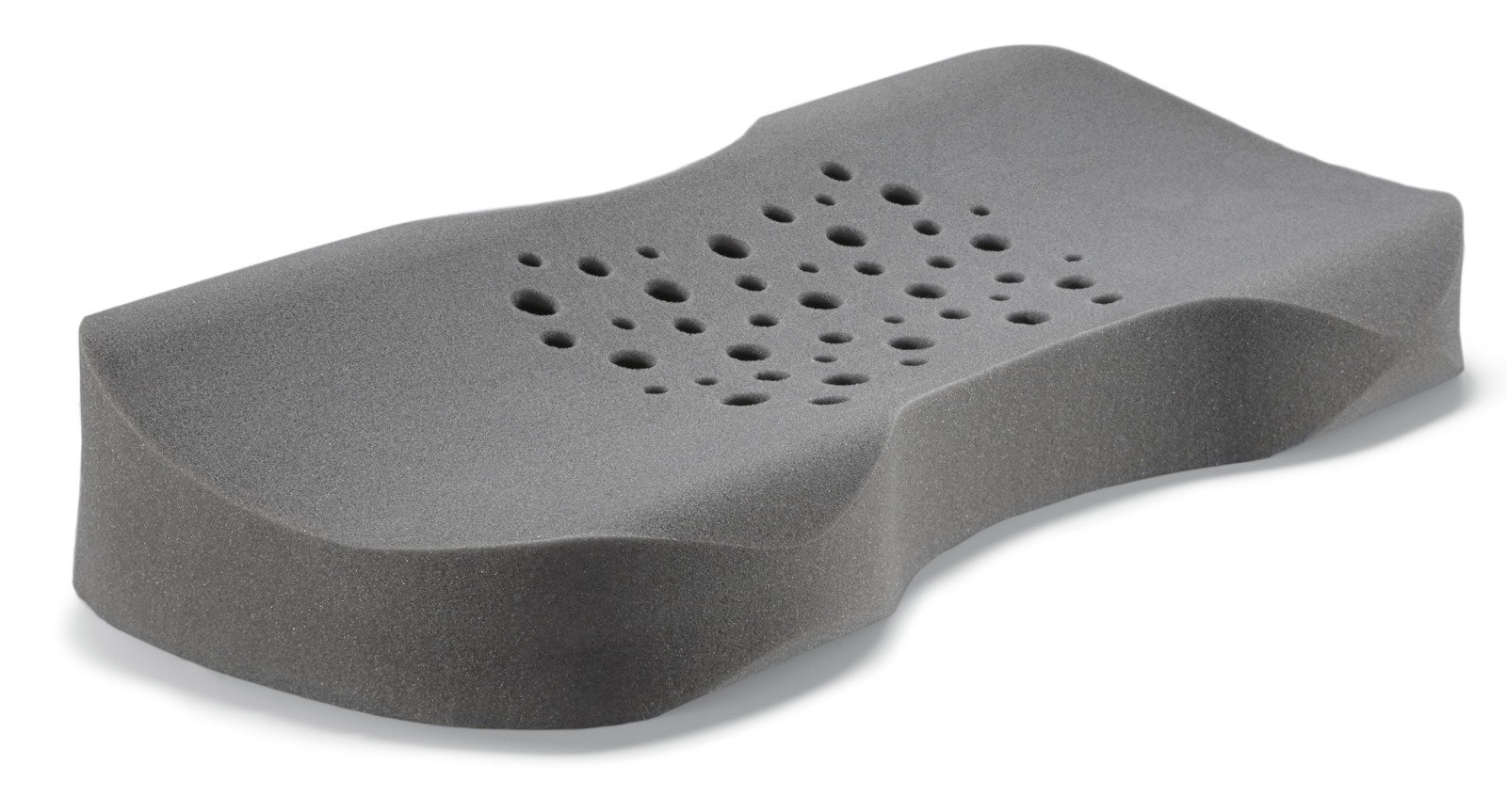 Seitliche Ansicht eines ergonomischen Kissens mit Belüftungslöchern, Modell GELTEX PREMIUM 70 x 35