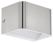 Moderne Wand- und Deckenleuchte SANIA 4 aus gebürstetem Metall, seitliche Perspektive