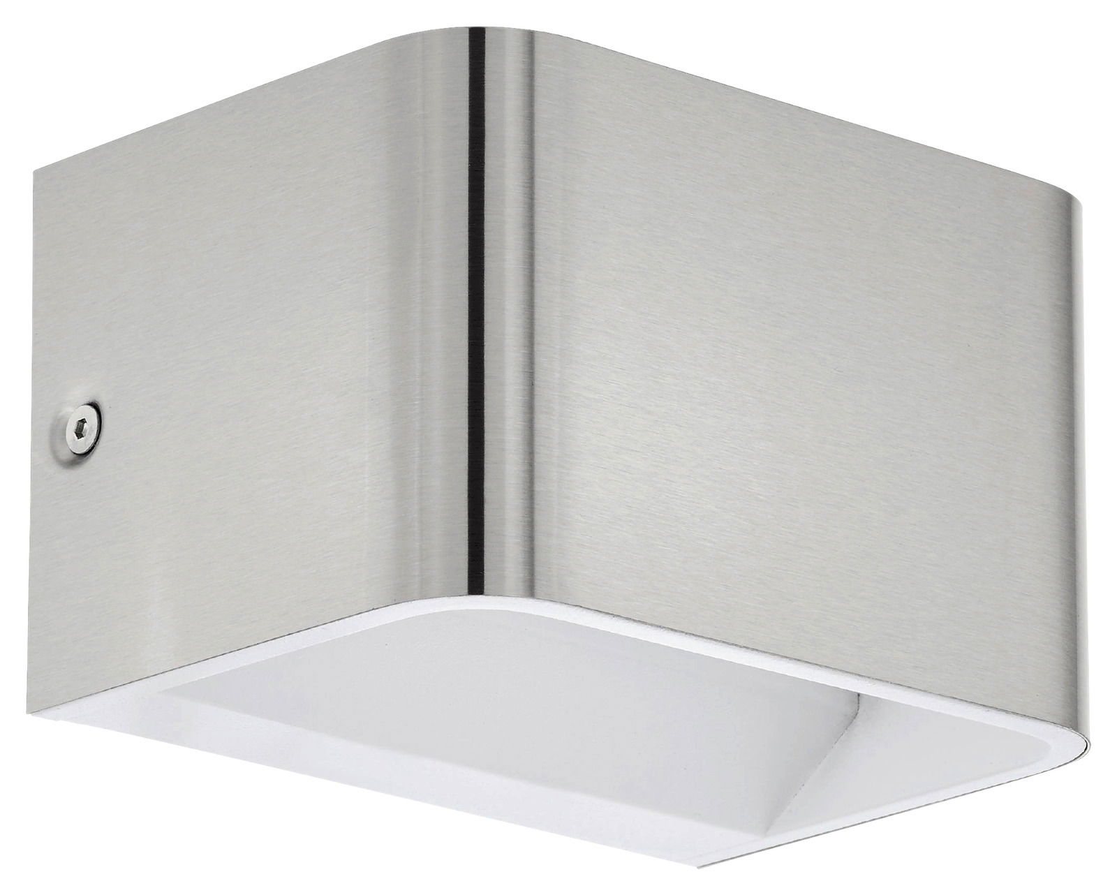 Moderne Wand- und Deckenleuchte SANIA 4 aus gebürstetem Metall, seitliche Perspektive