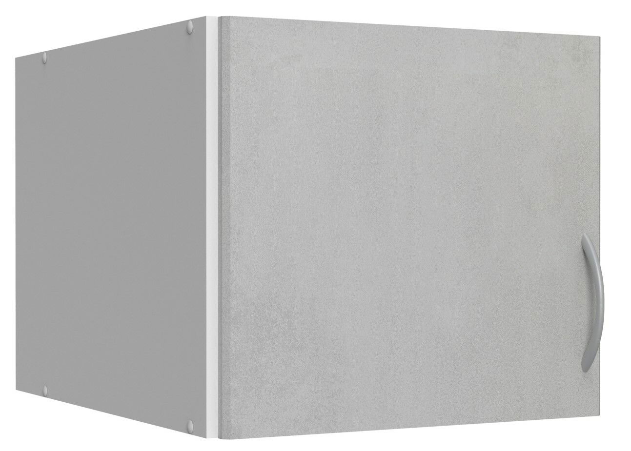 XORA Aufsatz T54 MULTIRAUMKONZEPT Grauer Schrankaufsatz mit Tür und Griff, seitliche Perspektive