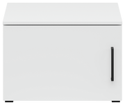 Weißer Aufsatzschrank mit schwarzem Griff, Frontalansicht