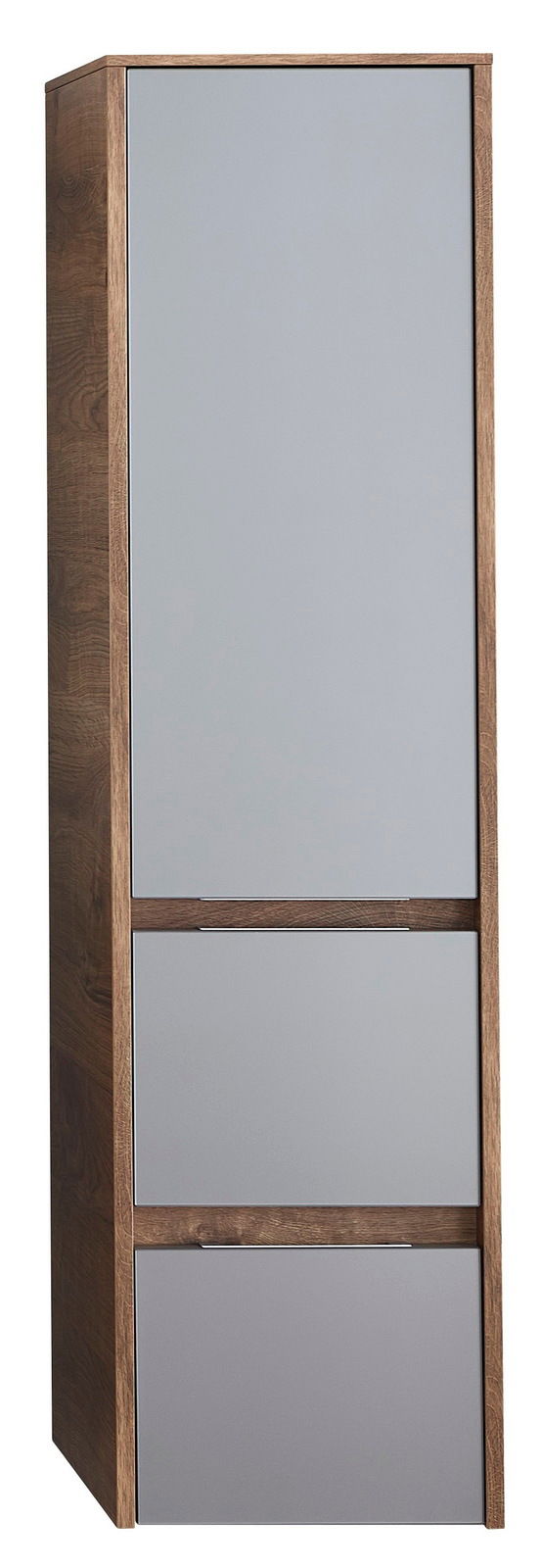 Sadena Midischrank LANDAU Moderner Midischrank mit Holzrahmen und grauen Fronten, Frontalansicht