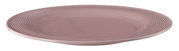 Runder Speiseteller 27,5 cm in Rosa mit geriffeltem Design, seitliche Perspektive
