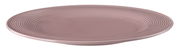 Runder Speiseteller 27,5 cm in Rosa mit geriffeltem Design, seitliche Perspektive