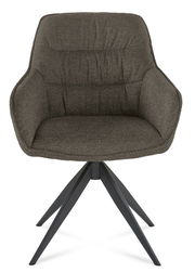 Moderner Armlehnstuhl in dunklem Stoffbezug, Vorderansicht