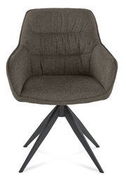 Moderner Armlehnstuhl in dunklem Stoffbezug, Vorderansicht