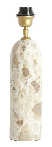 Lampenfuß aus Marmor mit goldener Fassung, frontal fotografiert.