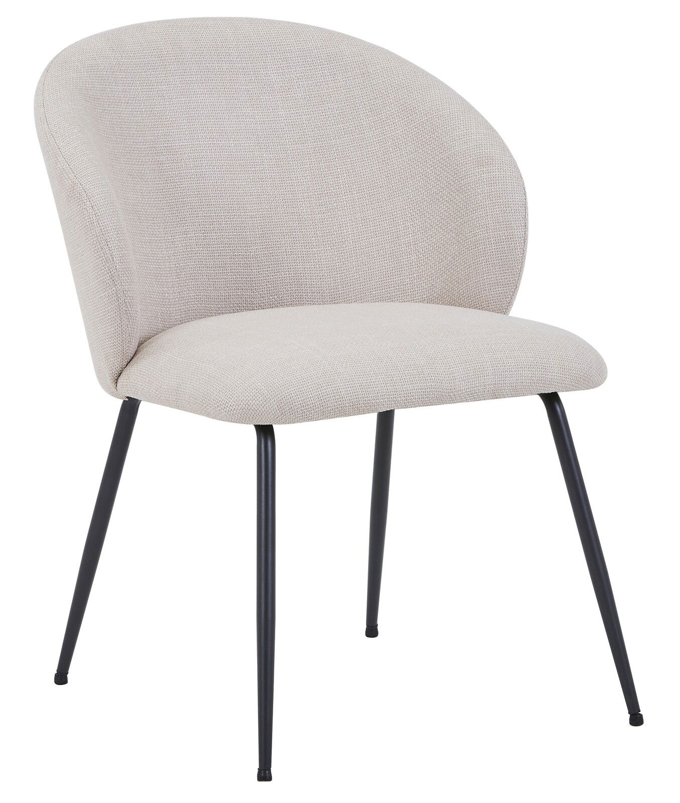 Z2 Stuhl GRAZ Moderner Stuhl mit beigem Stoffbezug und schwarzen Metallbeinen, seitliche Perspektive
