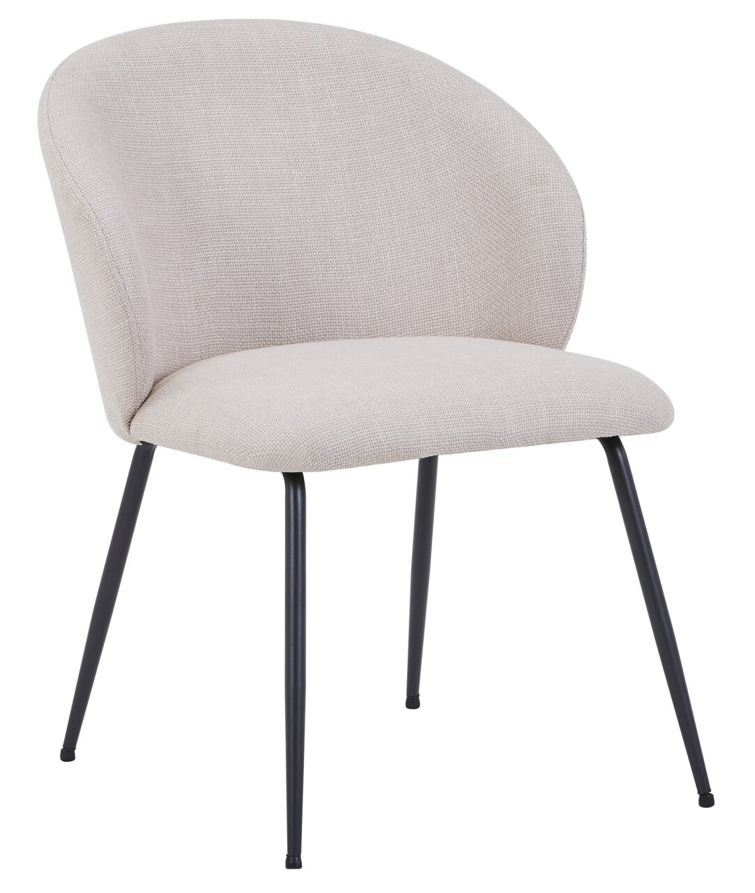Z2 Stuhl GRAZ Moderner Stuhl mit beigem Stoffbezug und schwarzen Metallbeinen, seitliche Perspektive