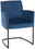 Blauer Freischwinger-Sessel mit Metallgestell, Vorderansicht