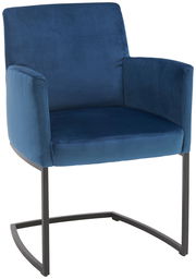 Blauer Freischwinger-Sessel mit Metallgestell, Vorderansicht