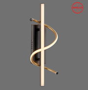 Moderne Wand- und Deckenleuchte EMANDA mit geschwungenem Design, seitliche Perspektive